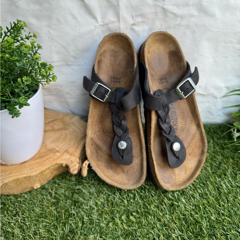 Birkenstock Gizeh Black Braided Sandals size 37 US 6.5 - US 7